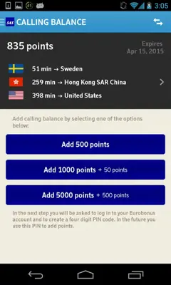 EuroBonus Connect android App screenshot 2